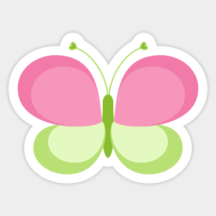 Pink and Green Butterfly Sticker